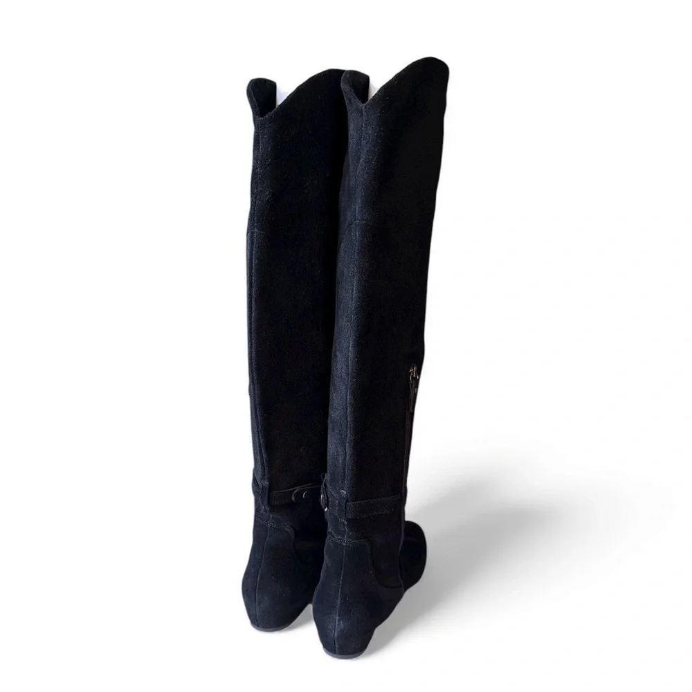 Via Spiga Suede Over the Knee Boots Decorative Strap Possible Fold Over 8.5 Flaw